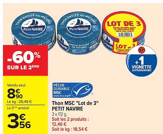 Thon MSC “Lot de 3” PETIT NAVIRE