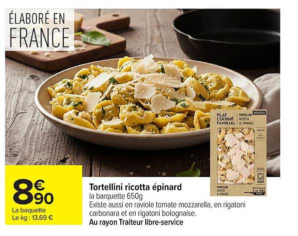 Tortellini ricotta épinard