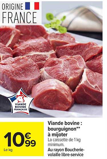 Viande bovine : bourguignon** à mijoter