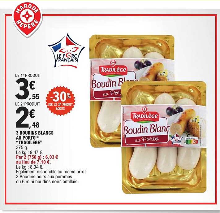 3 BOUDINS BLANCS AU PORTO "TRADILEGE"