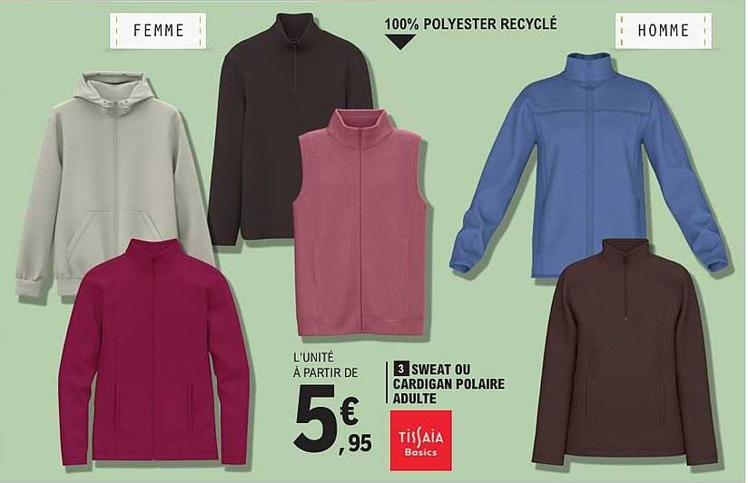 3 SWEAT OU CARDIGAN POLAIRE ADULTE