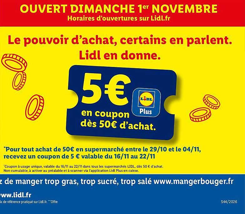 5€ en coupon dès 50€ d'achat.