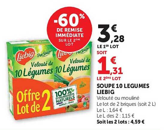 -60% de remise immédiate sur le 2ème lot