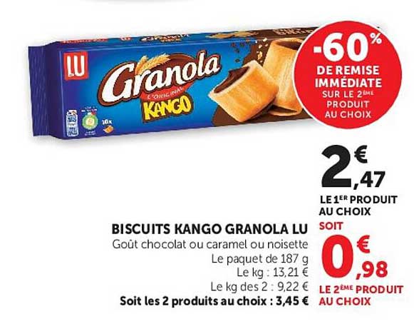 -60% de remise immédiate sur le 2ème produit au choix