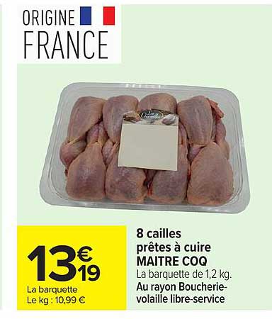8 cailles prêtes à cuire MAITRE COQ