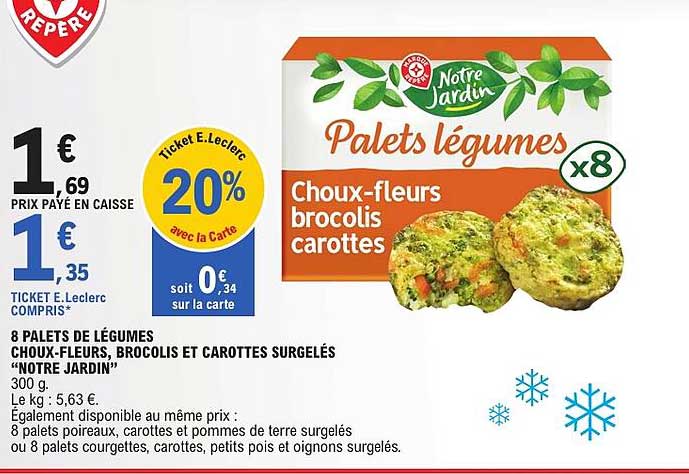 8 PALETS DE LÉGUMES CHOUX-FLEURS, BROCOLIS ET CAROTTES SURGELÉS "NOTRE JARDIN"