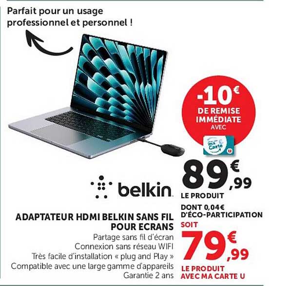 ADAPTATEUR HDMI BELKIN SANS FIL POUR ECRANS