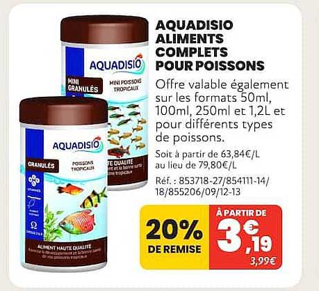 AQUADISIO ALIMENTS COMPLETS POUR POISSONS