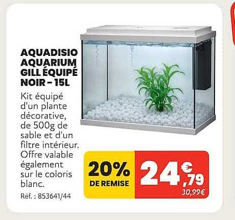 AQUADISIO AQUARIUM GILL ÉQUIPÉ NOIR - 15L