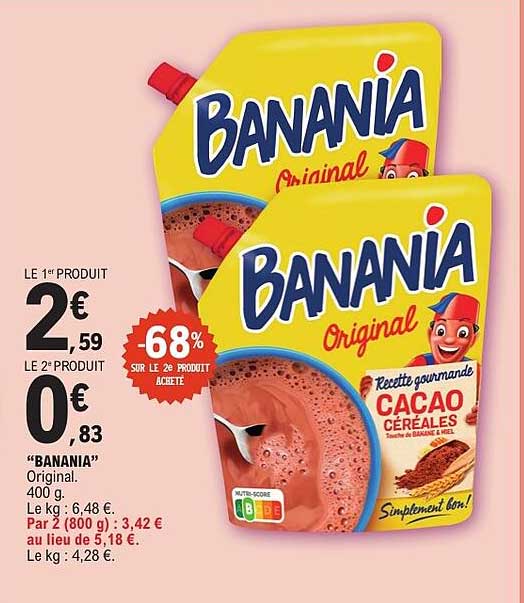 BANANIA Original recette gourmande CACAO CÉRÉALES
