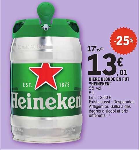BIÈRE BLONDE EN FUT "HEINEKEN"