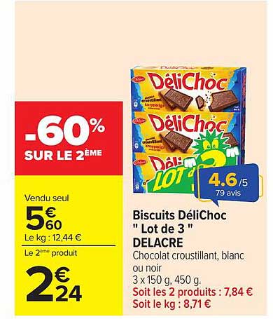 Biscuits DéliChoc " Lot de 3 " DELACRE