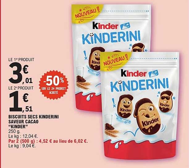BISCUITS SECS KINDERINI SAVEUR CACAO “KINDER”