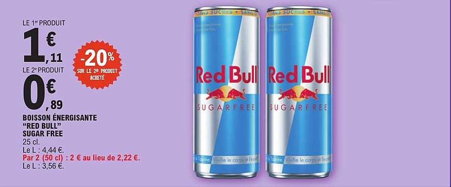 BOISSON ÉNERGISANTE “RED BULL” SUGAR FREE