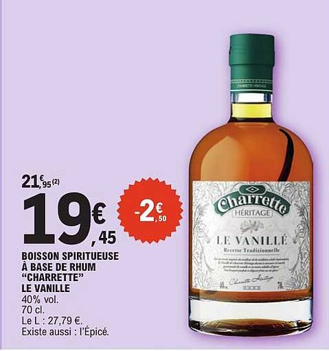 BOISSON SPIRITUEUSE À BASE DE RHUM “CHARRETTE” LE VANILLE