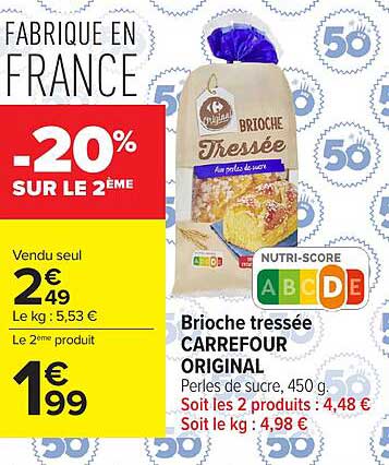 Brioche tressée CARREFOUR ORIGINAL