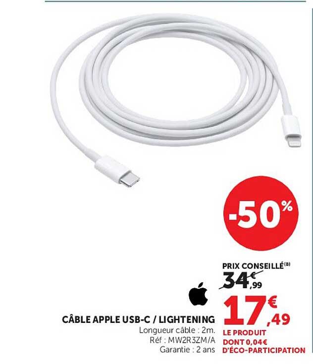 CÂBLE APPLE USB-C / LIGHTENING