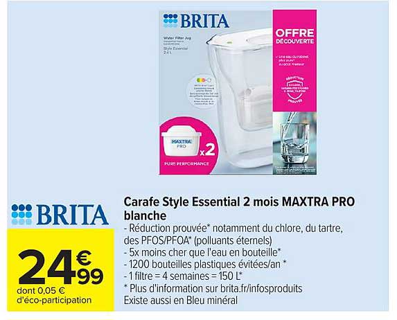 Carafe Style Essential 2 mois MAXTRA PRO blanche