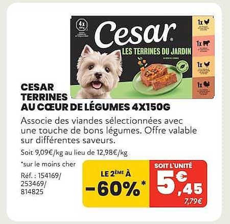 CESAR TERRINES AU COEUR DE LÉGUMES 4X150G