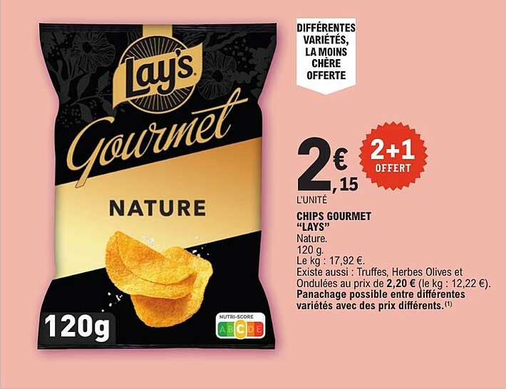CHIPS GOURMET "LAY'S" Nature. 120 g