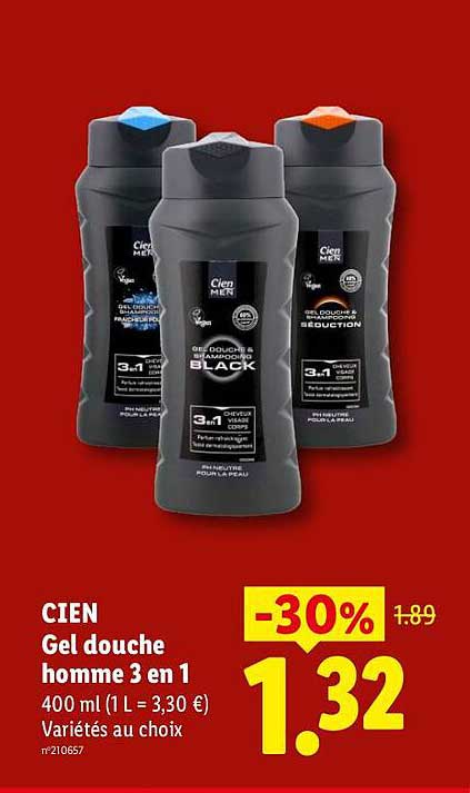 CIEN Gel douche homme 3 en 1