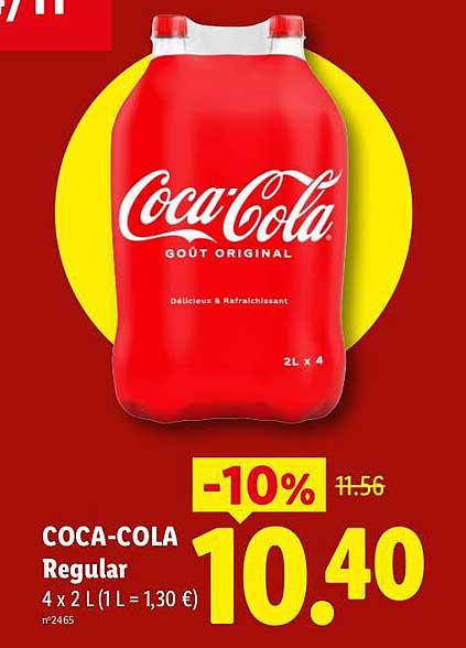 COCA-COLA Regular 4 x 2 L (1 L = 1,30 €) n°2465
