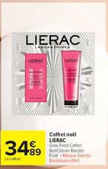 Coffret noël LIERAC Glow Fresh Coffret Noël Sérum Booster Éclat + Masque Express Revitalisant offert