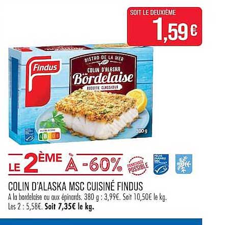 COLIN D'ALASKA MSC CUISINÉ FINDUS