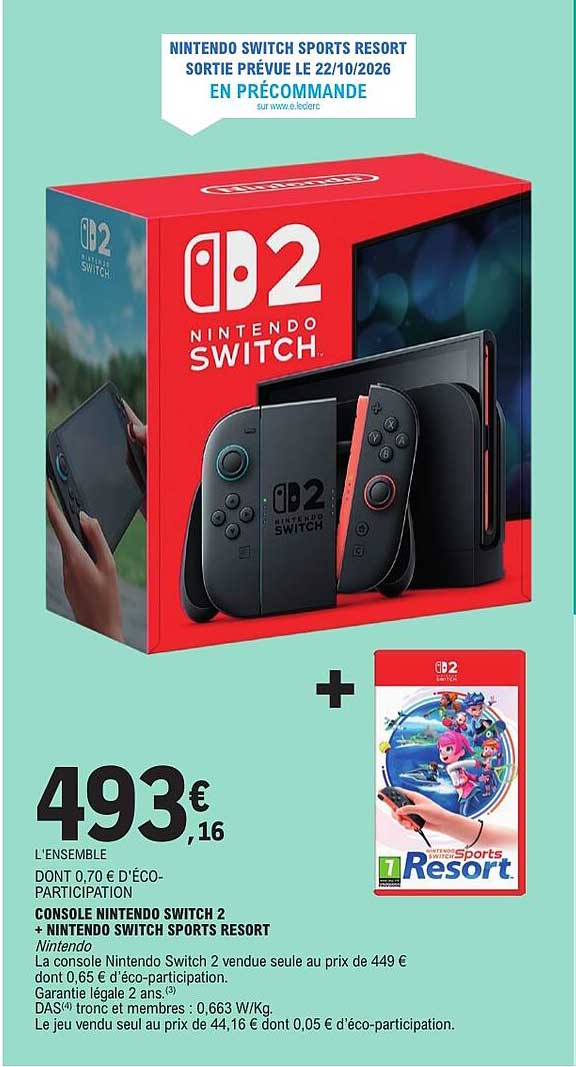 CONSOLE NINTENDO SWITCH 2 + NINTENDO SWITCH SPORTS RESORT