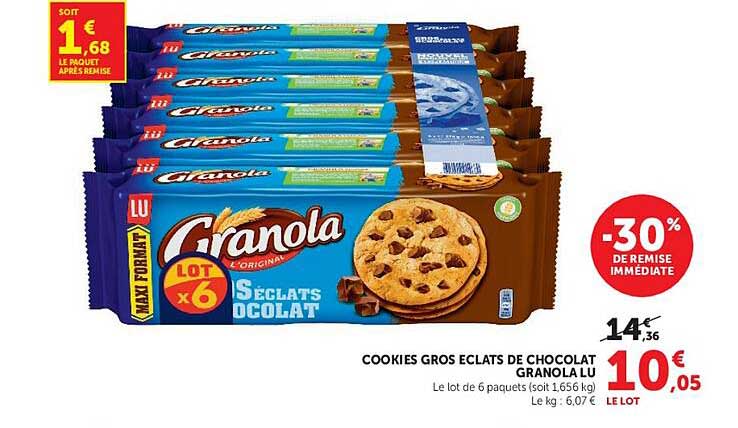 COOKIES GROS ÉCLATS DE CHOCOLAT GRANOLA LU