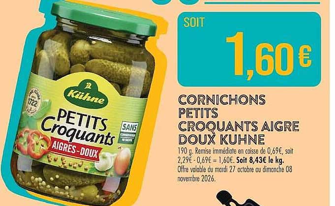 CORNICHONS PETITS CROQUANTS AIGRE DOUX KUHNE