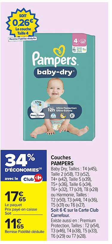 Couches PAMPERS Baby Dry