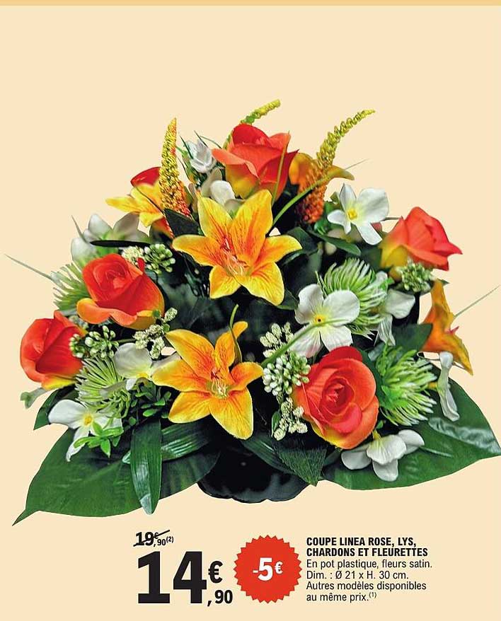 COUPE LINA ROSE, LYS, CHARDONS ET FLEURETTES