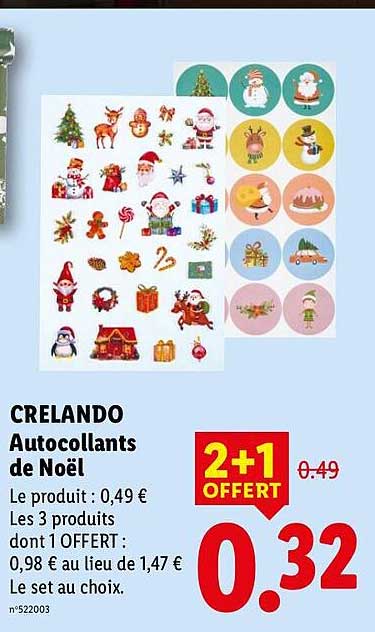 CRELANDO Autocollants de Noël