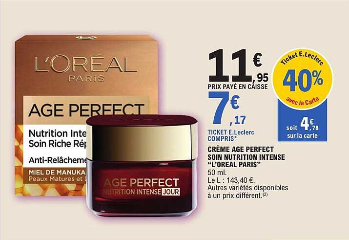 CRÈME AGE PERFECT SOIN NUTRITION INTENSE “L’OREAL PARIS”
