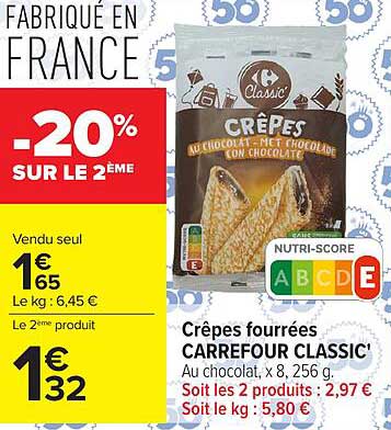 Crêpes fourrées CARREFOUR CLASSIC'