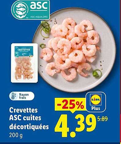 Crevettes ASC cuites décortiquées 200 g