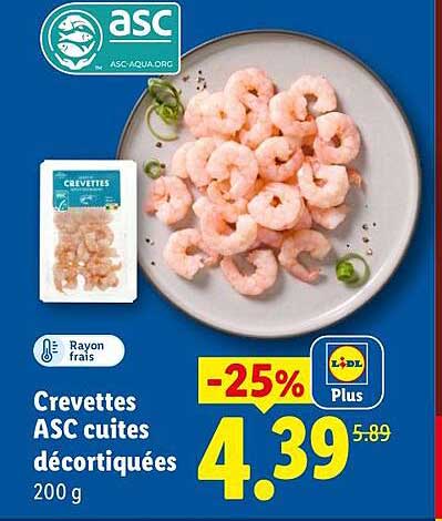 Crevettes ASC cuites décortiquées 200 g