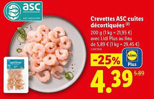 Crevettes ASC cuites décortiquées