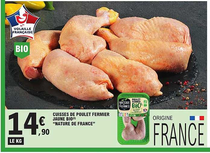 CUISSES DE POULET FERMIER JAUNE BIO(2) “NATURE DE FRANCE”