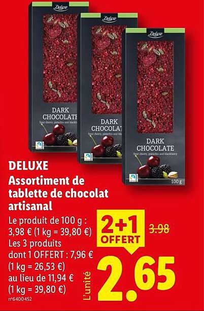 DELUXE Assortiment de tablette de chocolat artisanal