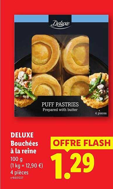 DELUXE Bouchées à la reine 100 g (1 kg = 12,90 €) 4 pièces