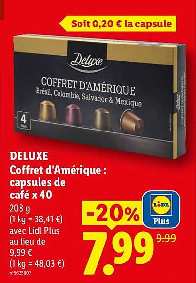 DELUXE Coffret d'Amérique : capsules de café x 40