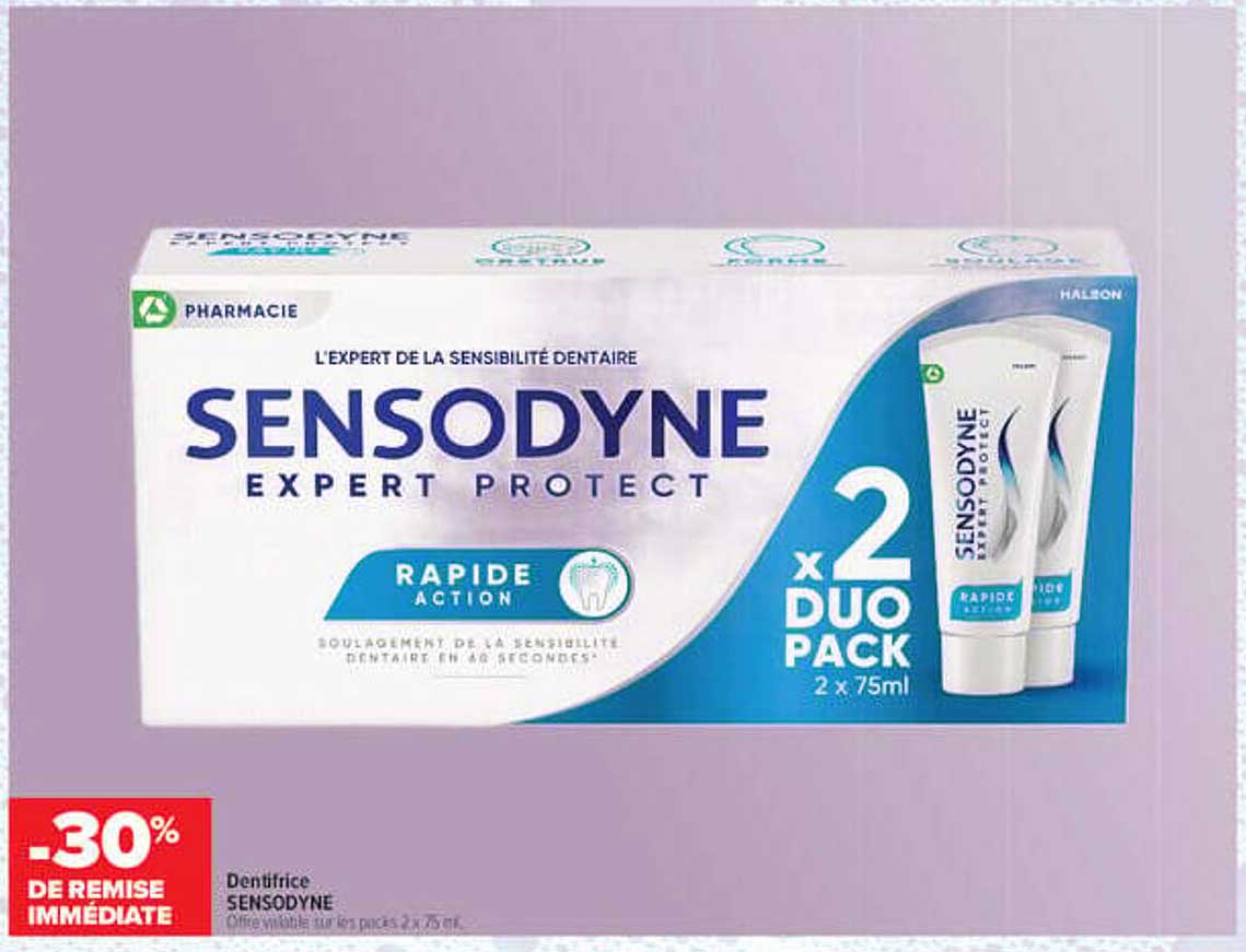 Dentifrice SENSODYNE Offre valable sur les packs 2 x 75 ml