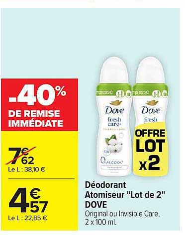 DéoDorant Atomiseur "Lot de 2" DOVE