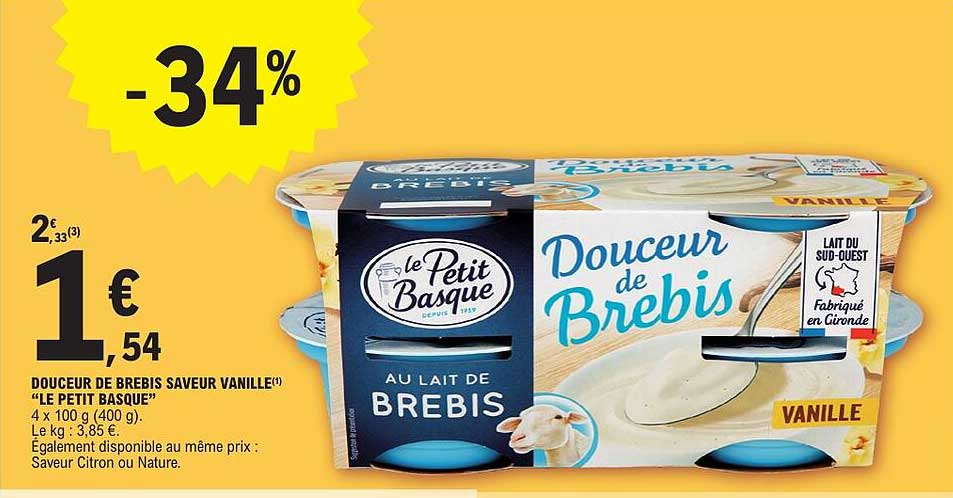 DOUCEUR DE BREBIS SAVEUR VANILLE "LE PETIT BASQUE"