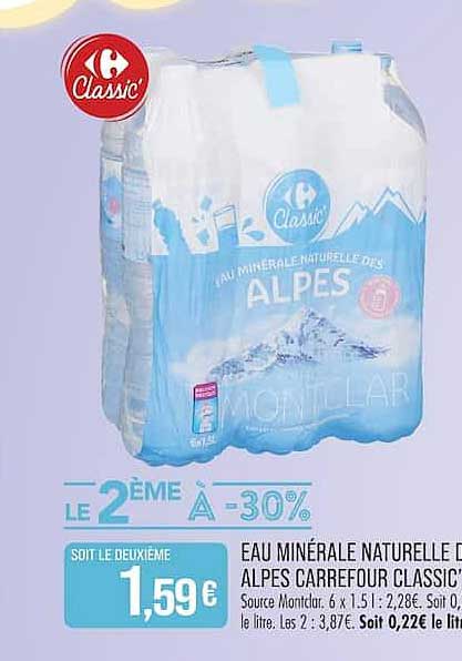 EAU MINÉRALE NATURELLE DES ALPES CARREFOUR CLASSIC'