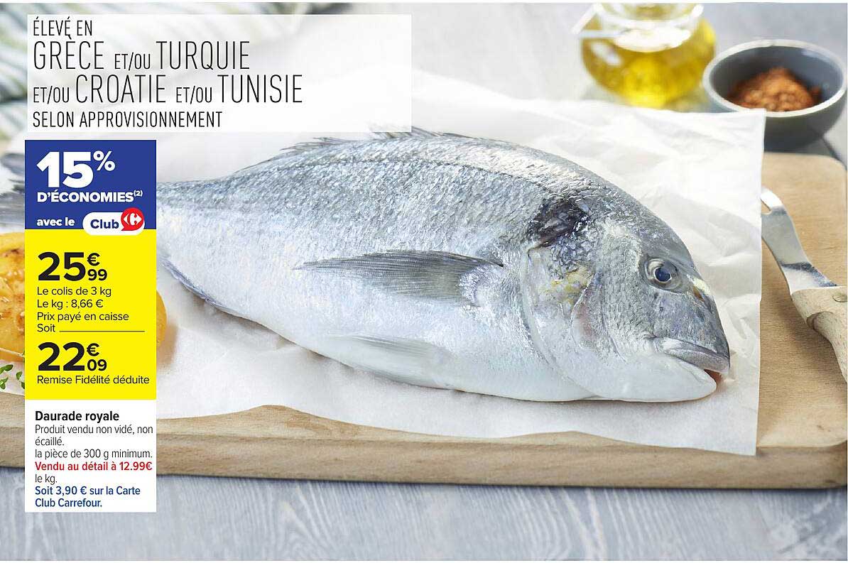 ÉLEVÉE EN GRÈCE ET/OU TURQUIE ET/OU CROATIE ET/OU TUNISIE SELON APPROVISIONNEMENT