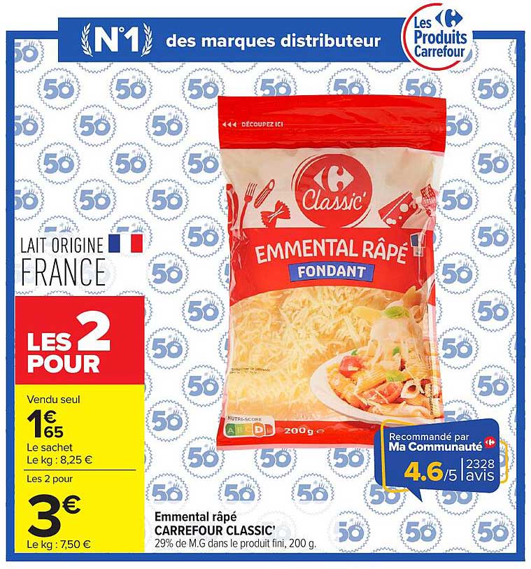 Emmental râpé CARREFOUR CLASSIC'