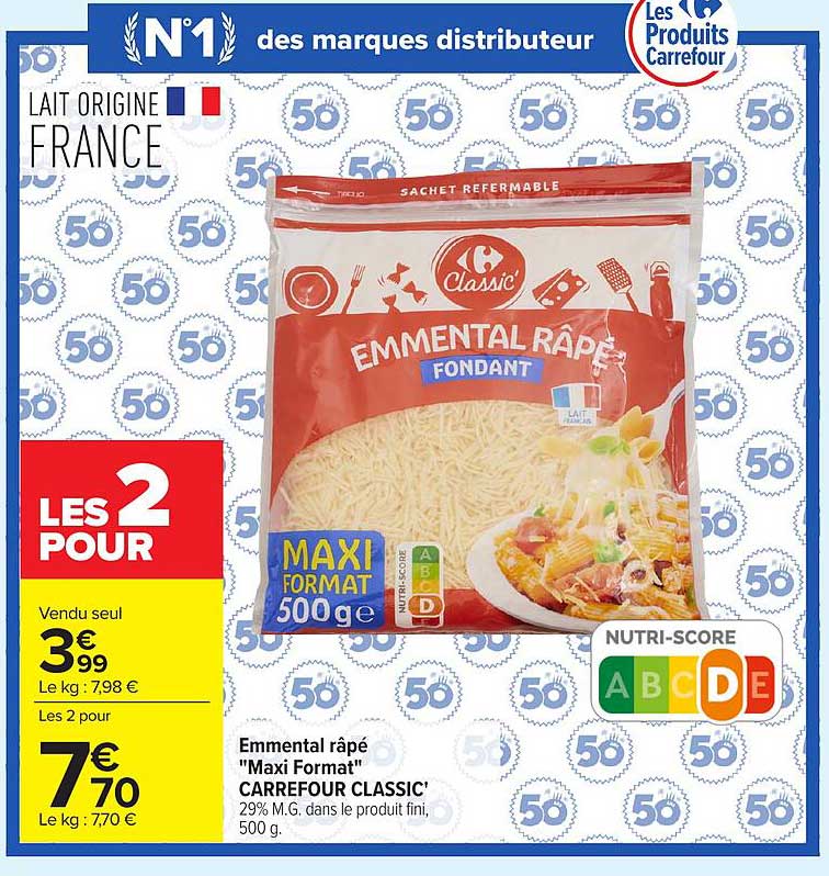Emmental râpé "Maxi Format" CARREFOUR CLASSIC'